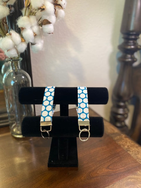 Handmade Cotton Key Fob Wristlets - Teal