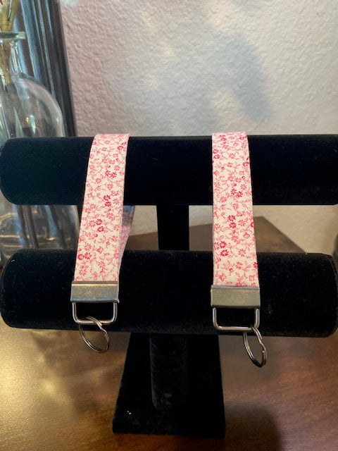 Handmade Cotton Key Fob Wristlets - Pink Floral