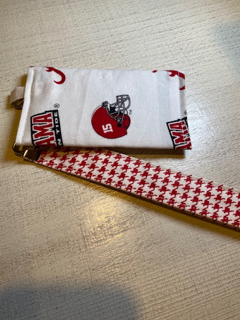Alabama Key Fob Wristlets & Card Holder - White with Houndstooth wristlet