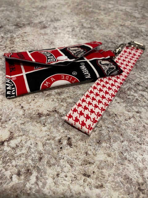 Alabama Key Fob Wristlets & Card Holder - Black & Crimson