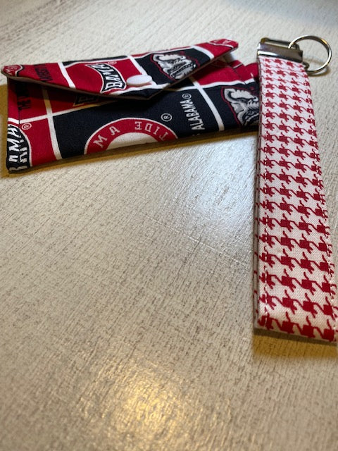 Alabama Key Fob Wristlets & Card Holder - Black & Crimson