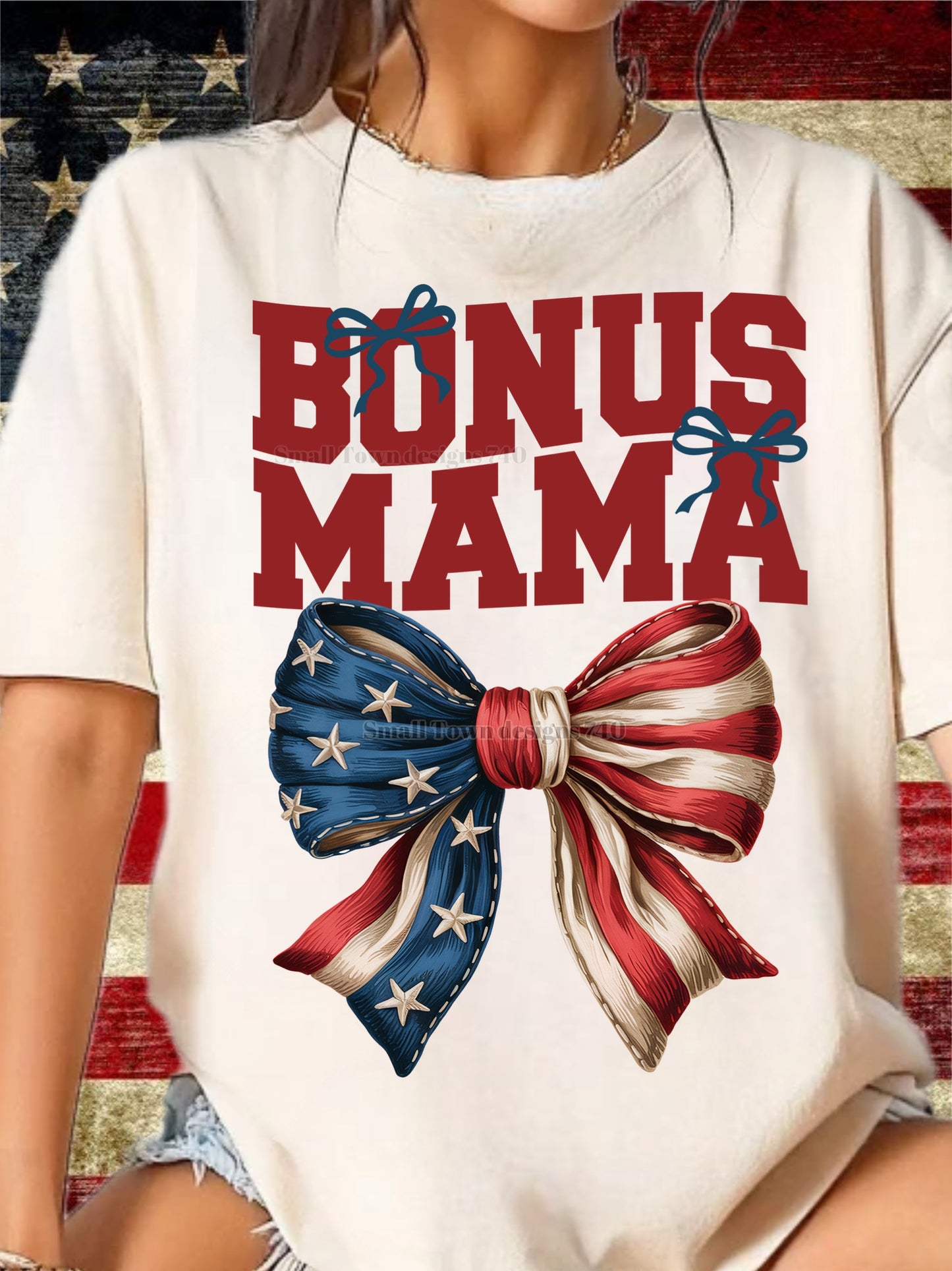 Flag Bow - Mamaw | Nana | Wifey | Mama | Bonus Mama | Mimi | Gigi | Nanny | Honey | Lolli | NYNY | Marines