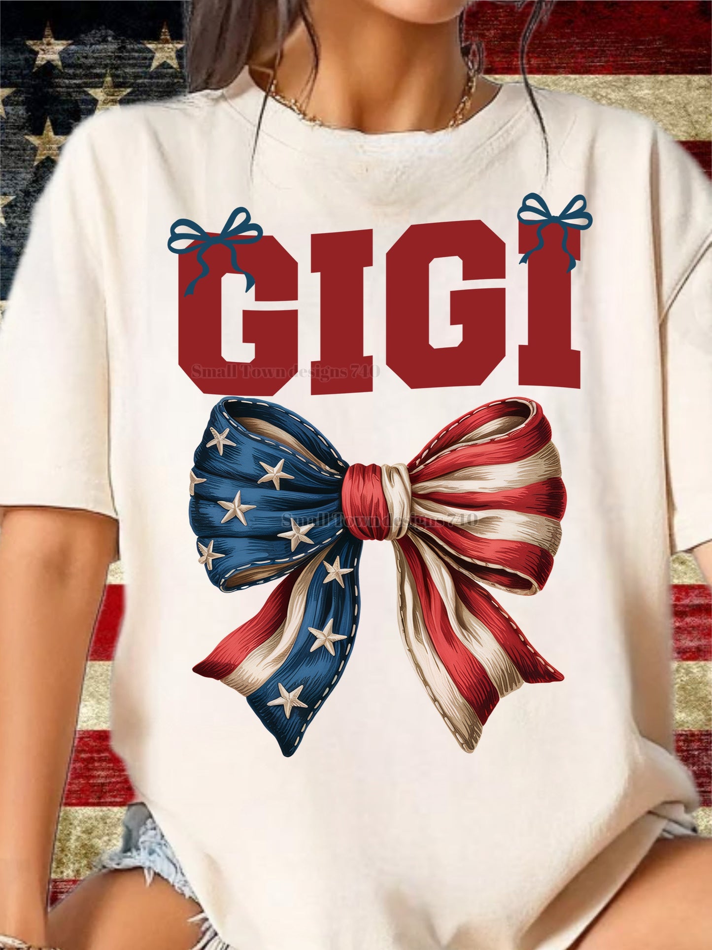 Flag Bow - Mamaw | Nana | Wifey | Mama | Bonus Mama | Mimi | Gigi | Nanny | Honey | Lolli | NYNY | Marines
