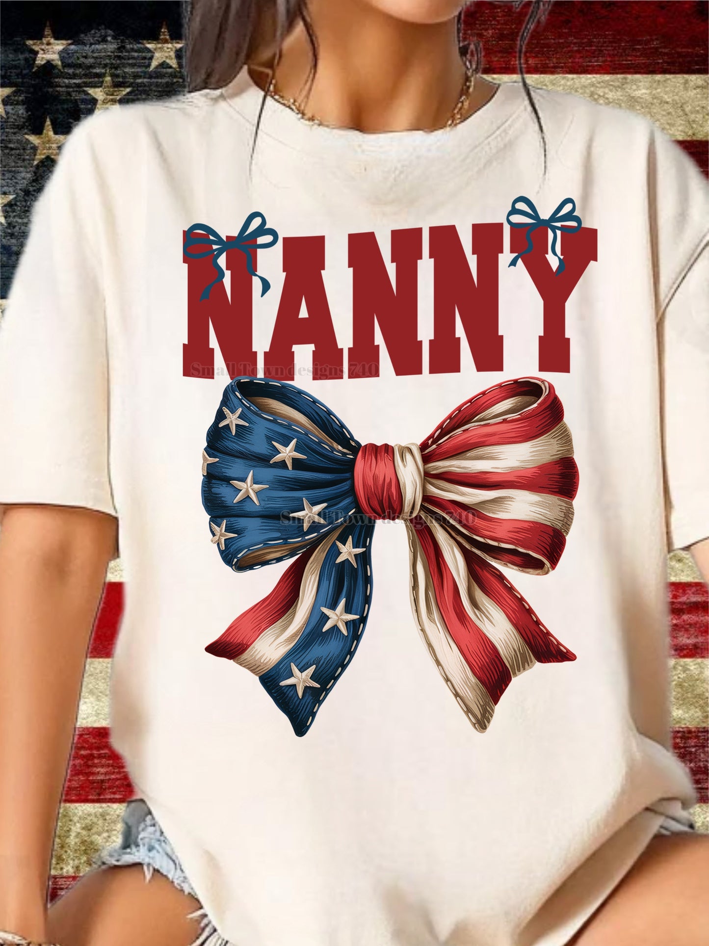Flag Bow - Mamaw | Nana | Wifey | Mama | Bonus Mama | Mimi | Gigi | Nanny | Honey | Lolli | NYNY | Marines