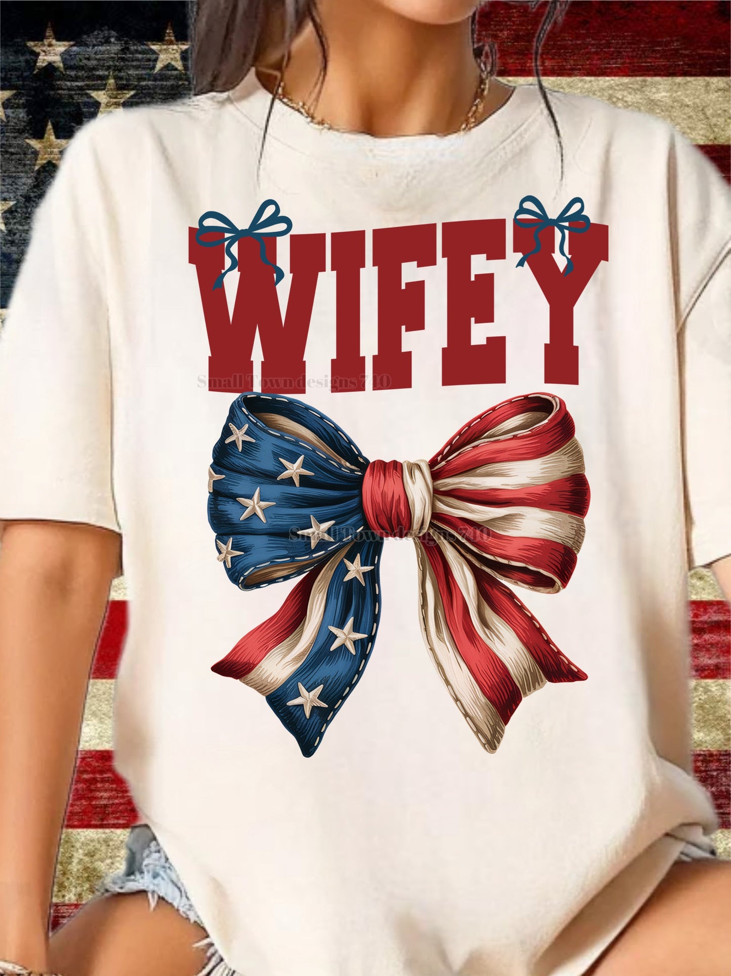 Flag Bow - Mamaw | Nana | Wifey | Mama | Bonus Mama | Mimi | Gigi | Nanny | Honey | Lolli | NYNY | Marines