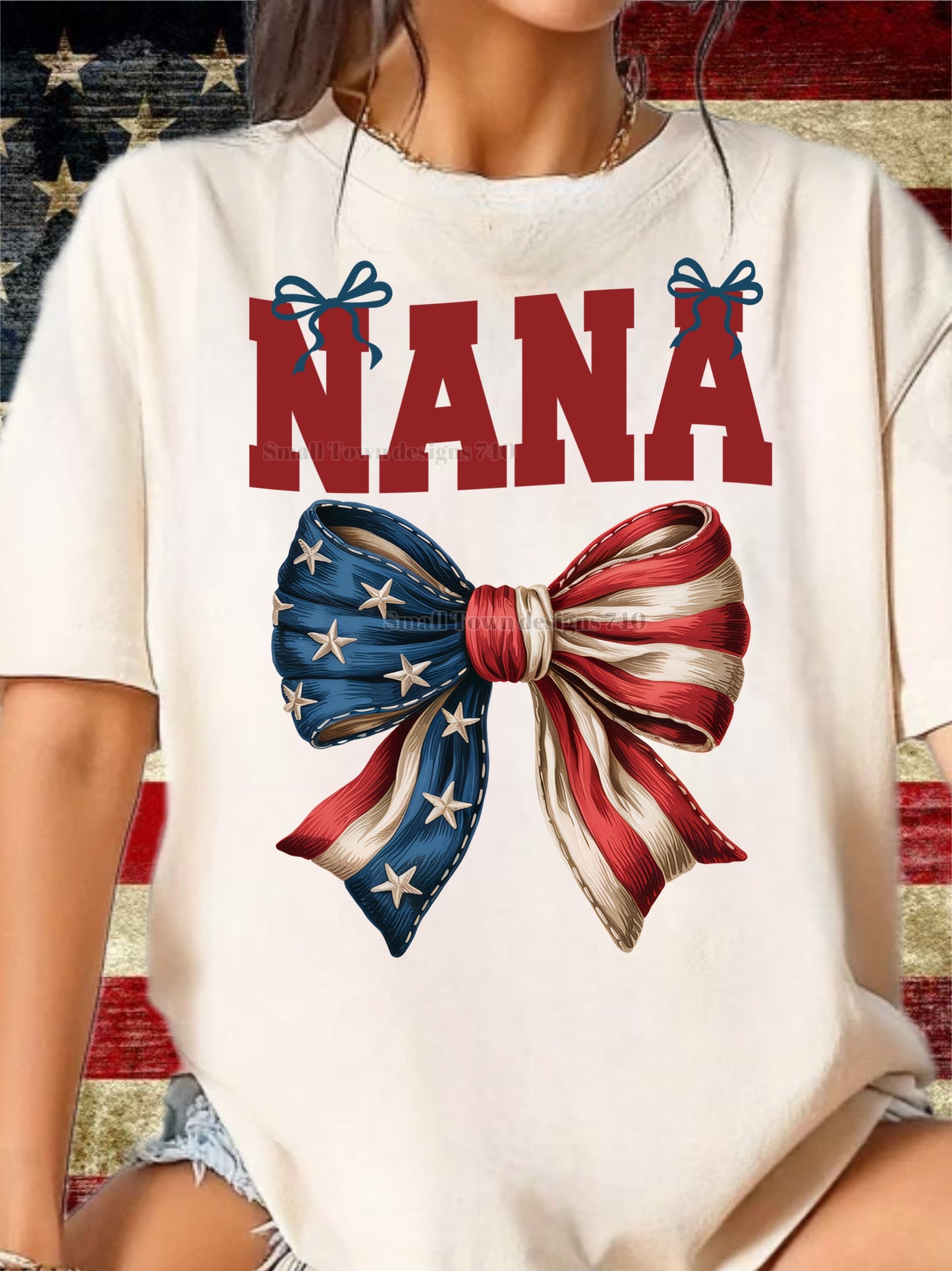 Flag Bow - Mamaw | Nana | Wifey | Mama | Bonus Mama | Mimi | Gigi | Nanny | Honey | Lolli | NYNY | Marines