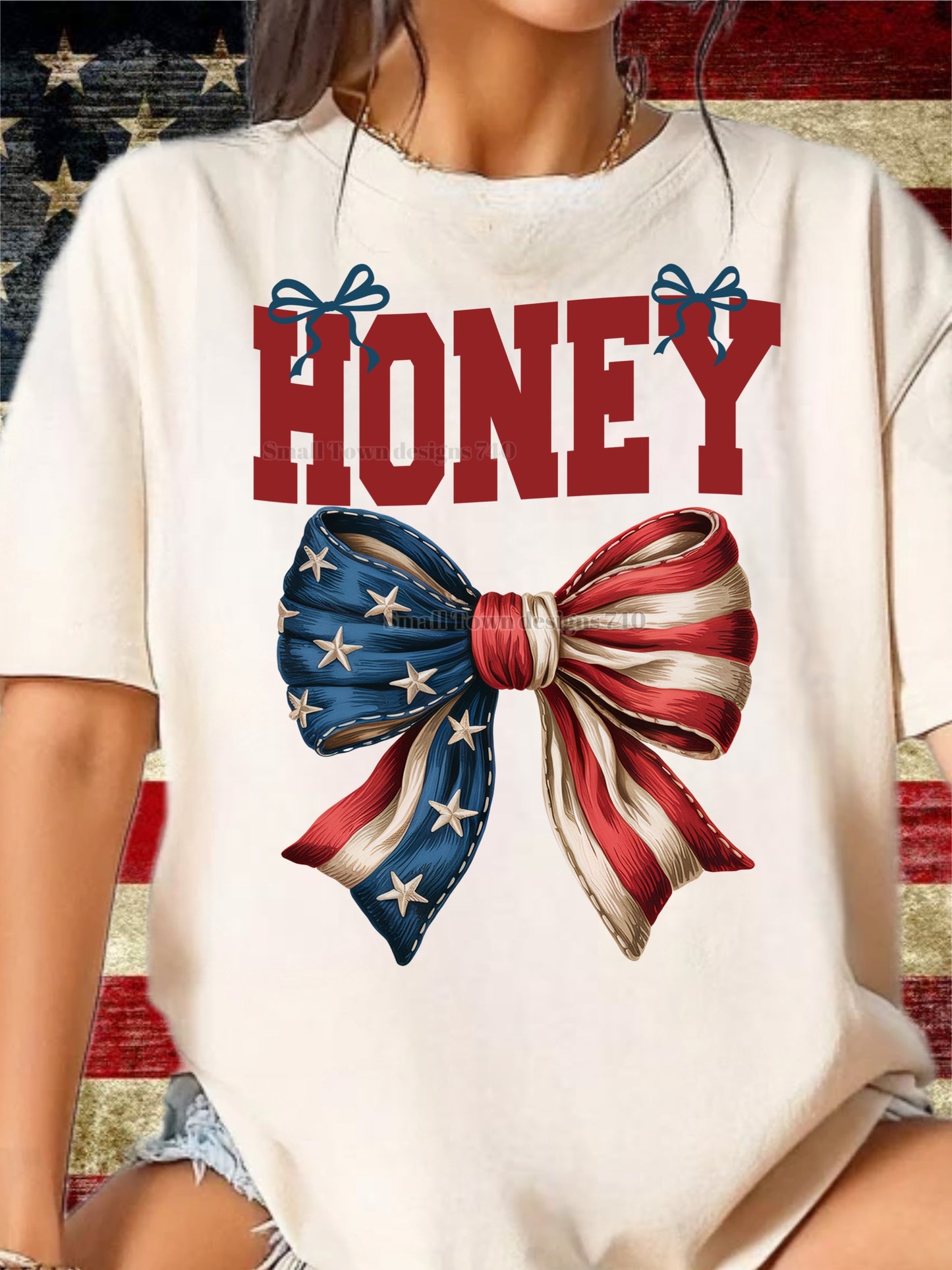 Flag Bow - Mamaw | Nana | Wifey | Mama | Bonus Mama | Mimi | Gigi | Nanny | Honey | Lolli | NYNY | Marines