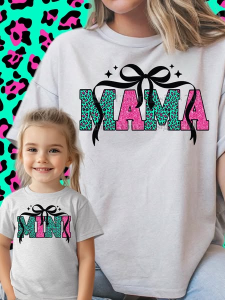 Mama & Mini DTF Prints - Pink and Teal