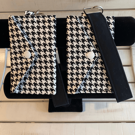 Black & White Houndstooth Mini Wallet & Wristlet | Snap Closure Card Holder | Everyday Wristlet