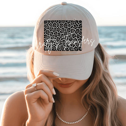 Black Cheetah Print Trucker Hat DTF Patch