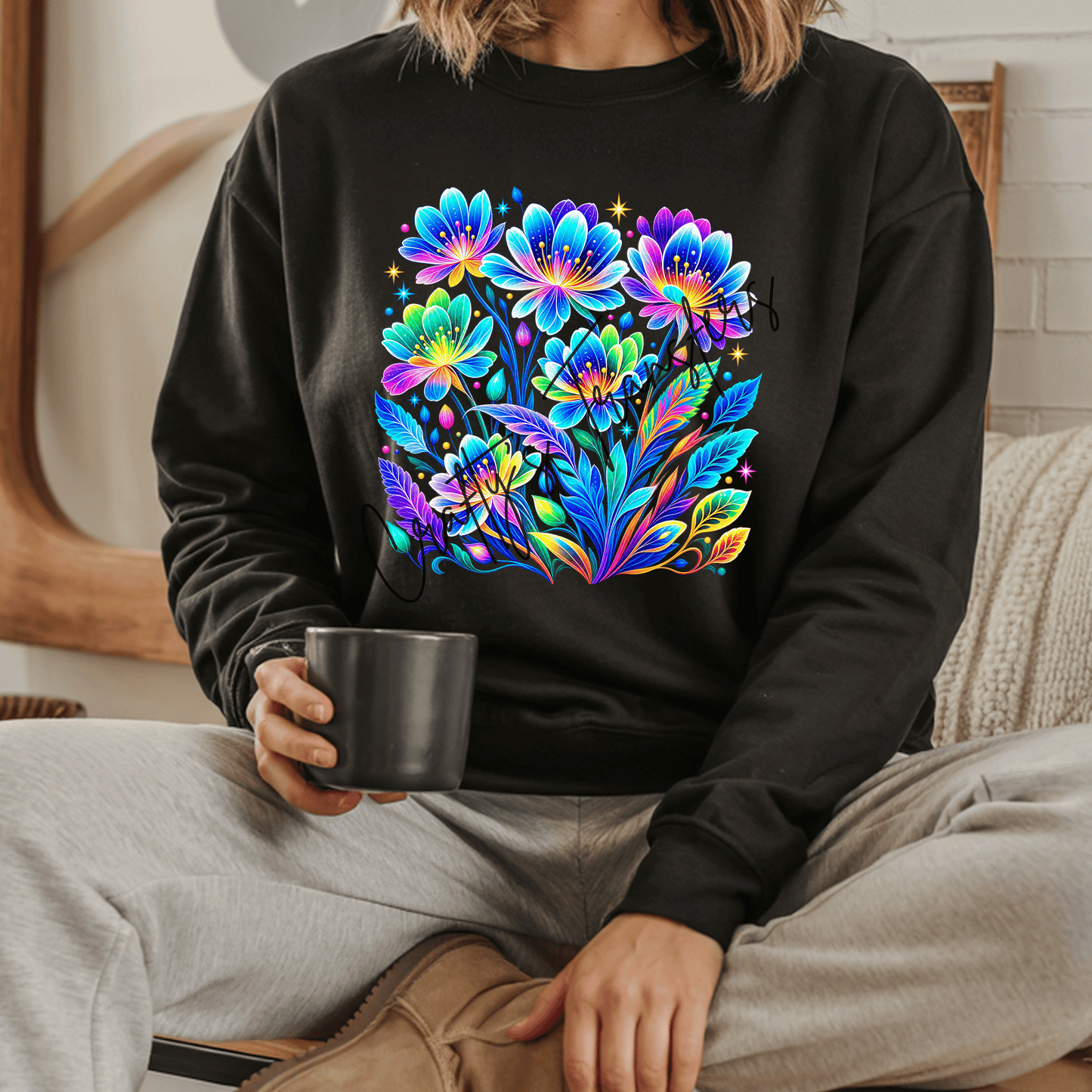 Colorful Floral DTF Transfer | Bright Neon Botanical Flower Shirt Transfer