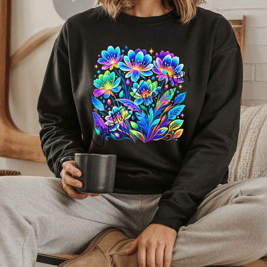 Colorful Floral DTF Transfer | Bright Neon Botanical Flower Shirt Transfer