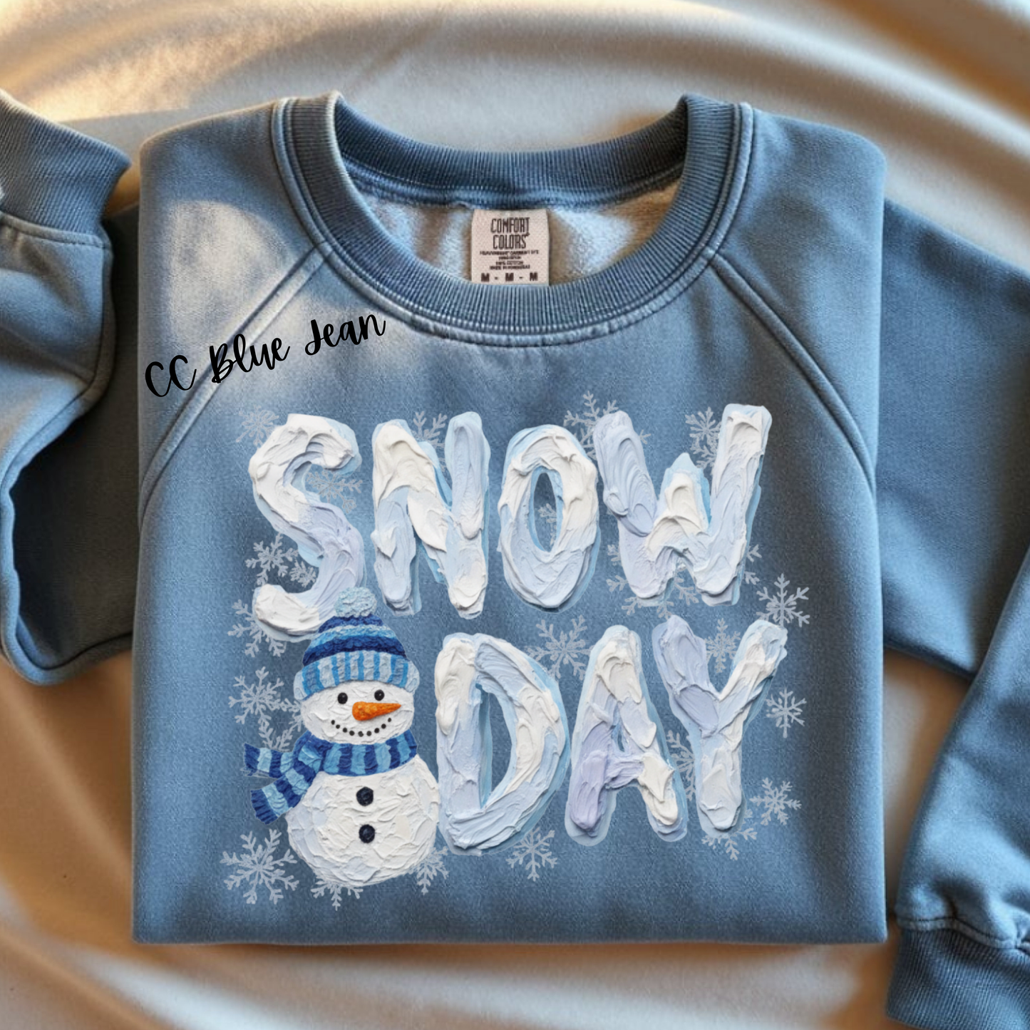 Snow Day Impasto Style With a Snow Man