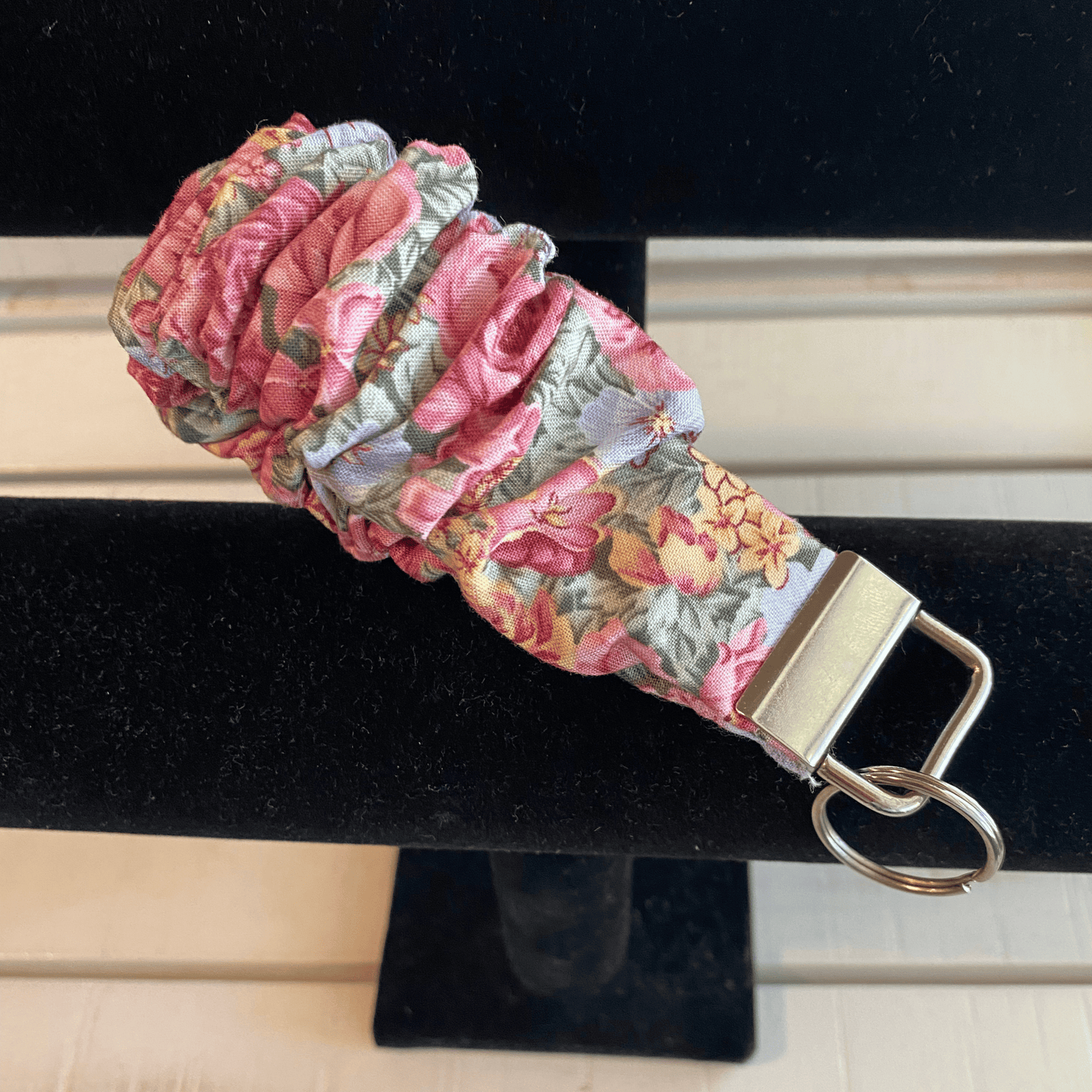 Vintage Floral Scrunchie Keychain Wristlet | Fabric Wrist Key Chain | Cute Everyday Accessory