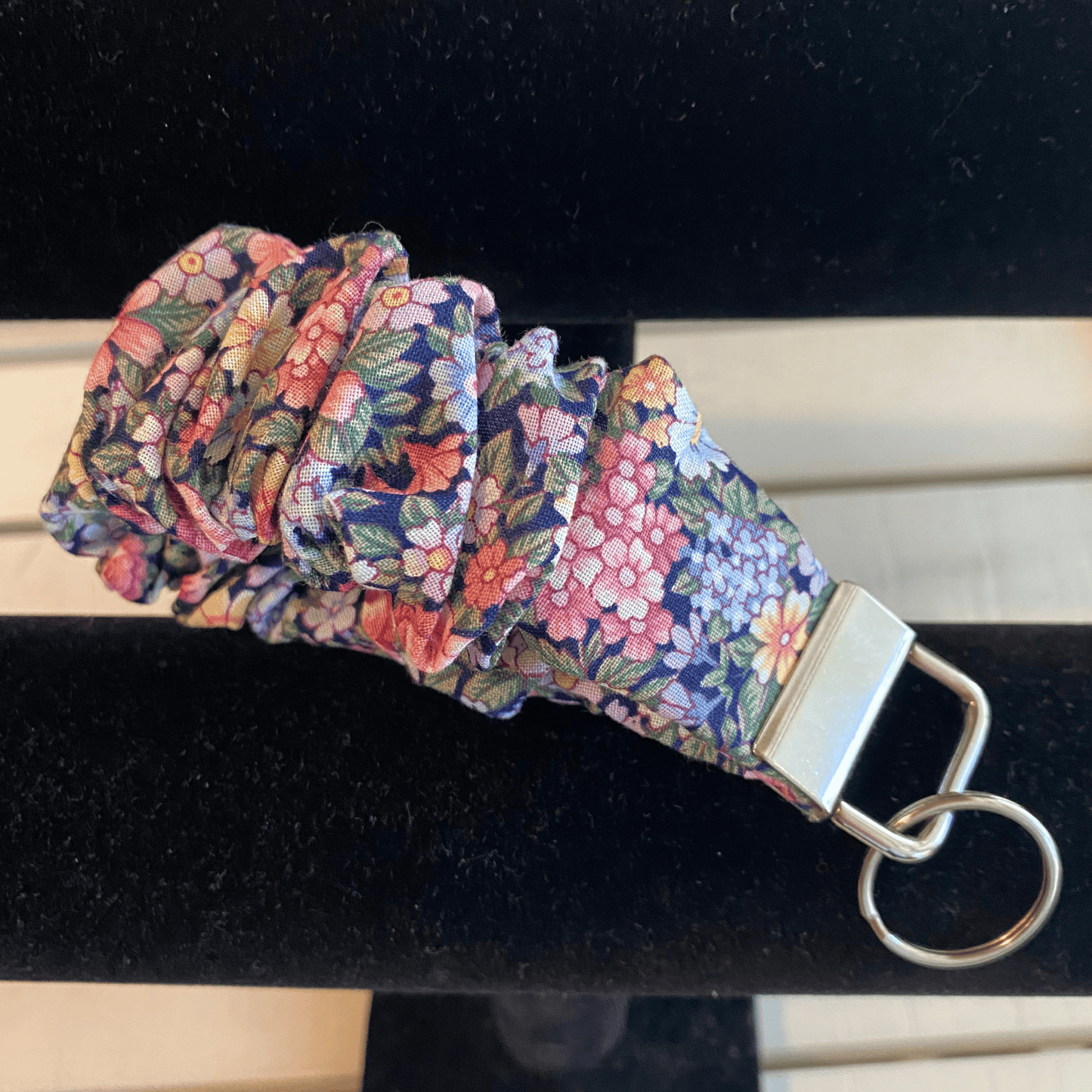 Colorful Floral Scrunchie Keychain Wristlet | Fabric Wrist Key Chain | Cute Everyday Accessory