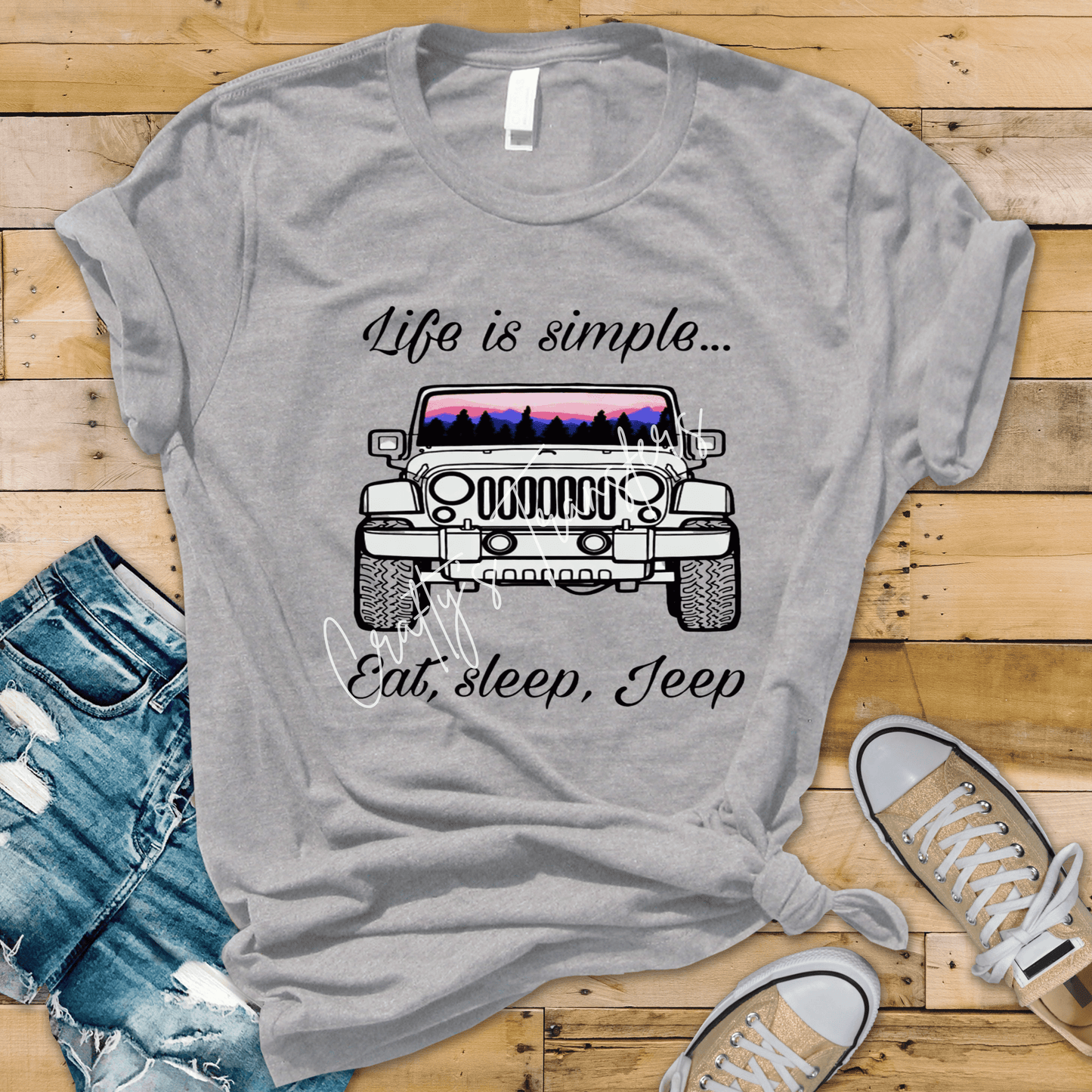 Life Is Simple Eat Sleep Jeep DTF Transfer | Jeep Lifestyle Heat Transfer | Ready to Press DTF Design