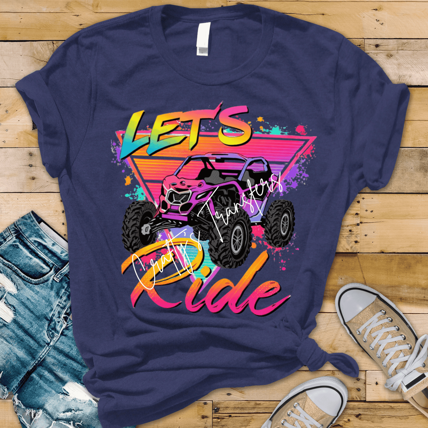 Let’s Ride DTF Transfer | Neon UTV Off Road Graphic | Retro ATV Side by Side Heat Transfer | Western Summer Adventure Shirt Design