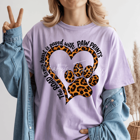 Leopard Paw Print Heart DTF Transfer | Animal Print Dog Mom Shirt Transfer | Cheetah Paw Ready to Press Design