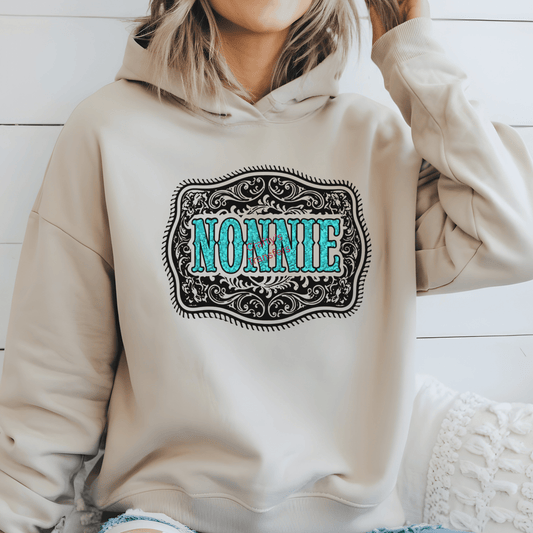 Nonnie DTF Transfer | Grandma Shirt Design | Turquoise Western Style Name Heat Transfer