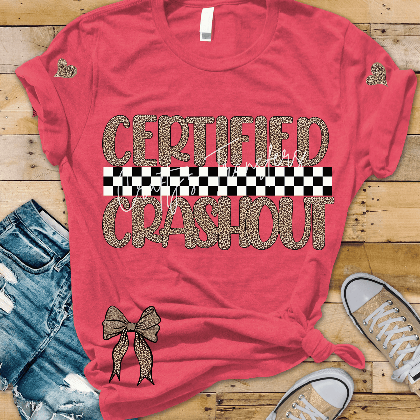 Certified Crashout DTF Transfer | Leopard Print Checkered Bow Graphic | Funny Trendy Western Shirt Transfer
