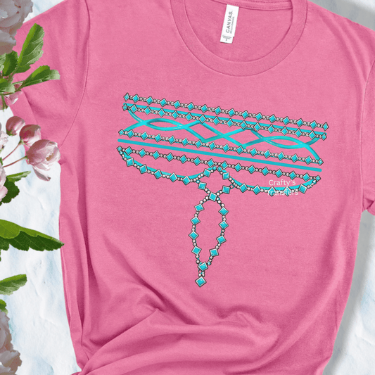 Turquoise Boot Stitch DTF Transfer | Western Stitch Necklace Heat Transfer Design