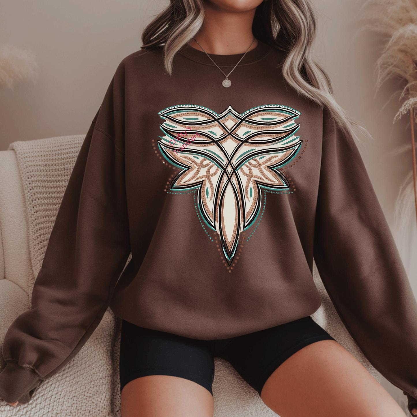 Western Boot Stitch DTF Shirt Transfer | Turquoise & Tan Cowgirl Heat Press Design | Boutique Western Graphic