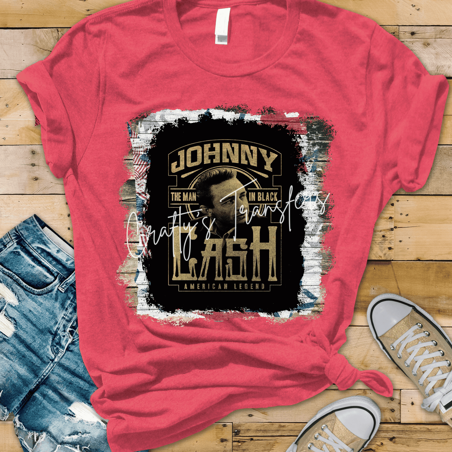 Johnny Cash American Legend DTF Transfer | Man in Black Country Music Graphic Tee Transfer | Vintage Western Shirt Design