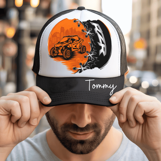 Custom Off-Road UTV Trucker Hat DTF Transfer – Personalized Name Hat Patch, Side-by-Side RZR Racing Design