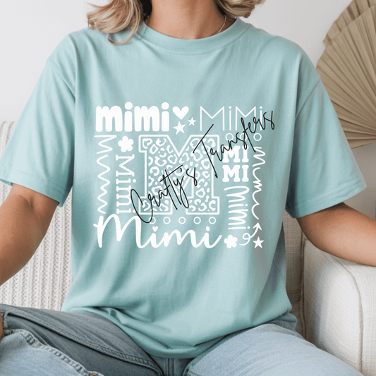 Mimi DTF Transfer | White Leopard Monogram Grandma Shirt Transfer