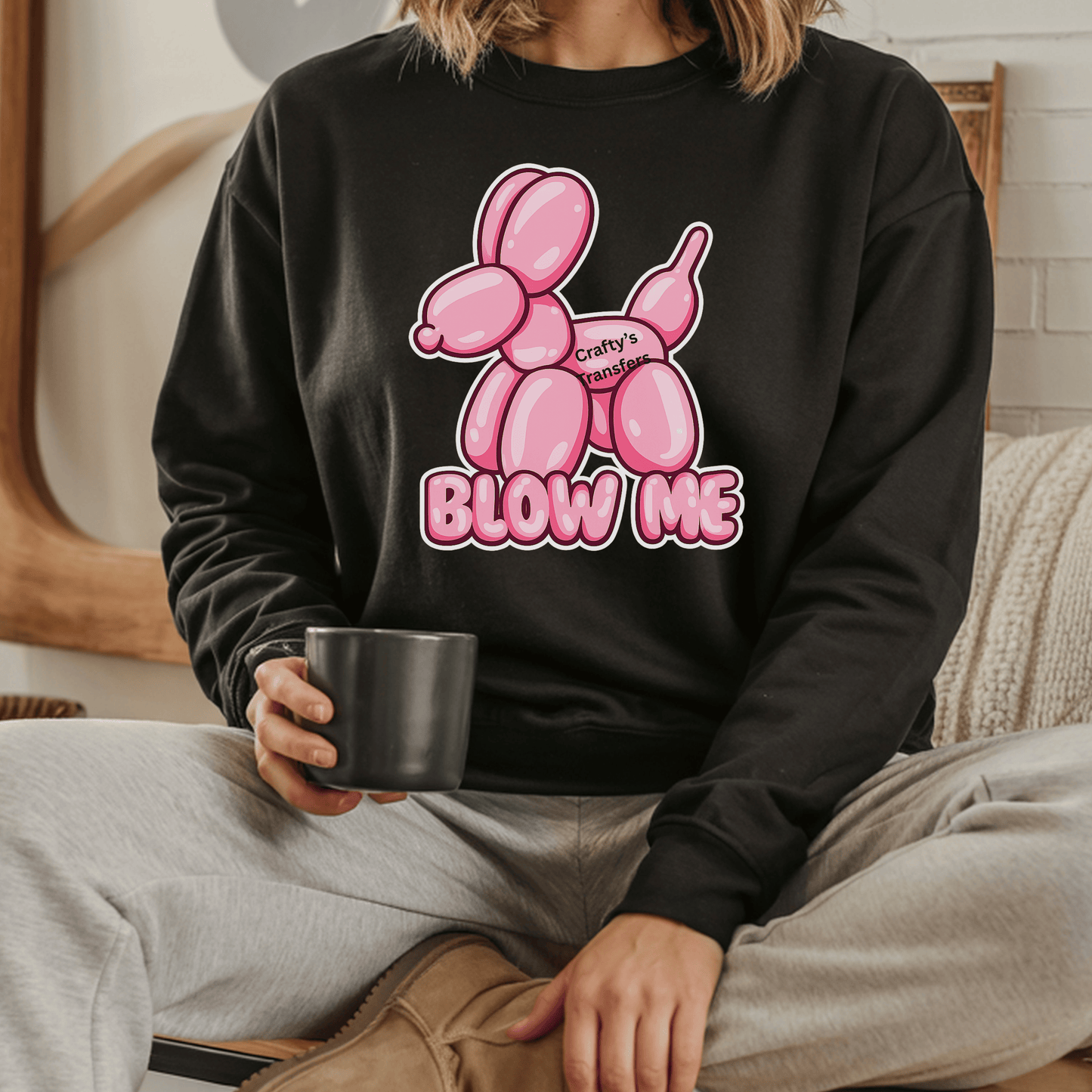 Blow Me Balloon Dog DTF Transfer | Funny Pink Poodle Graphic Transfer | Trendy Adult Humor Shirt Design | Ready to Press Heat Transfer