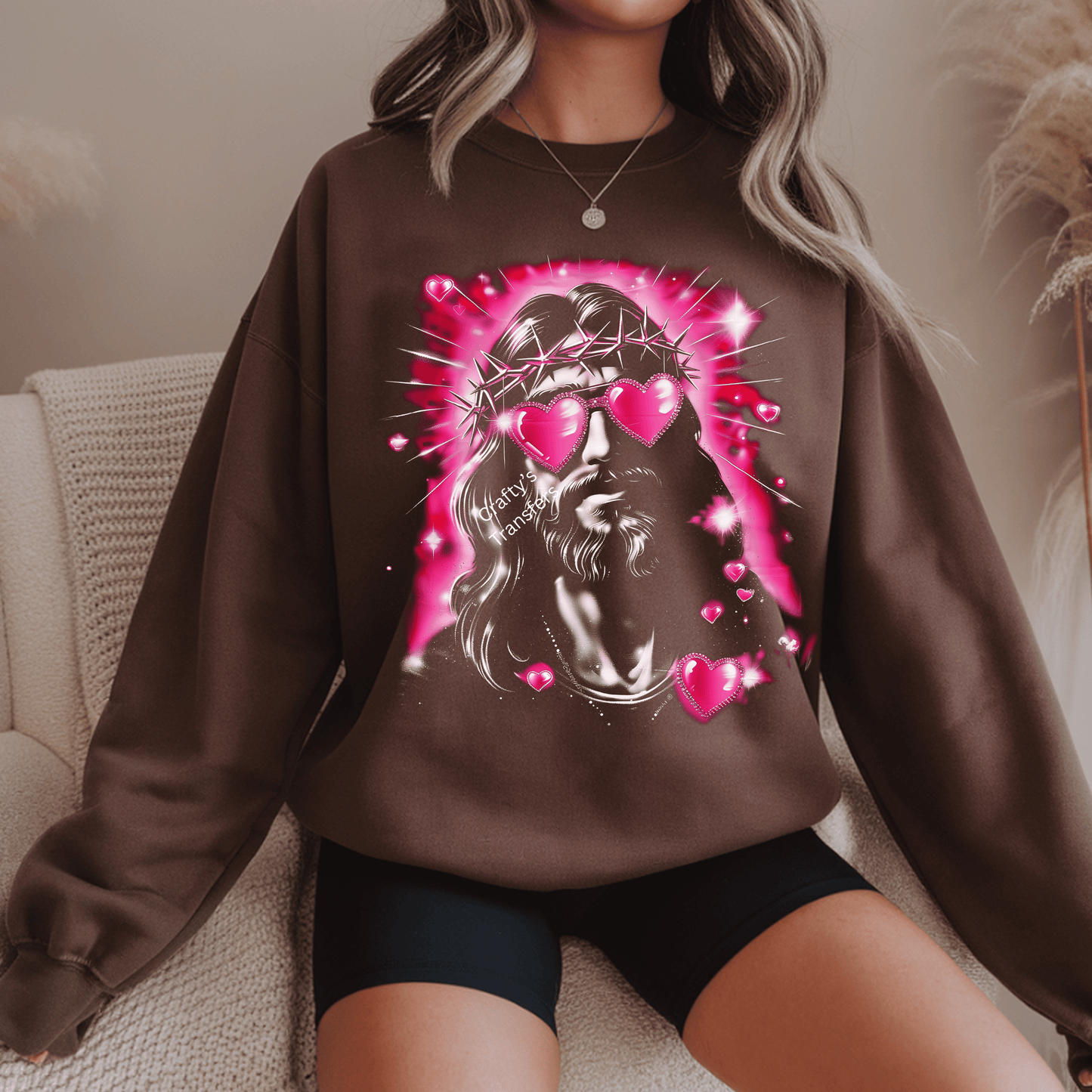 Jesus Is Love DTF Shirt Transfer | Valentine Faith Graphic with Heart Sunglasses