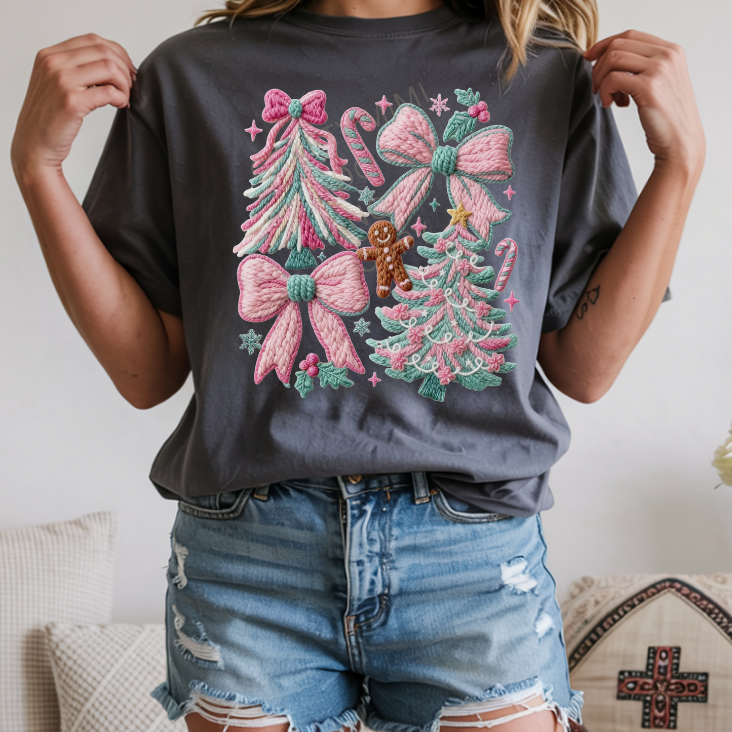 Pink & Mint Faux Yarn Christmas Collage