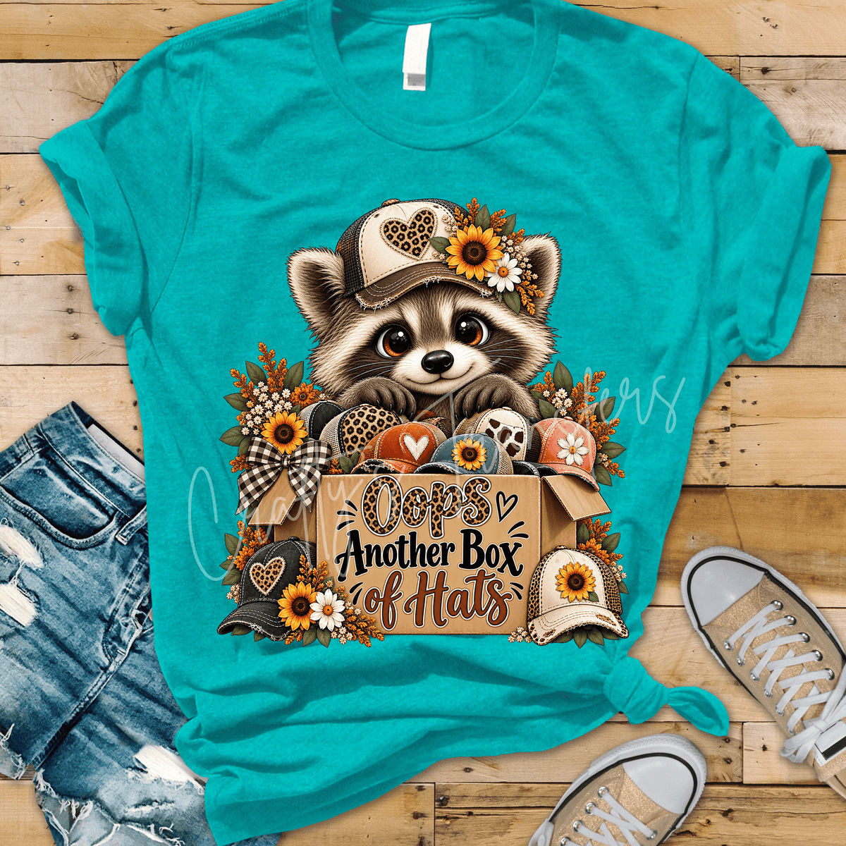 Oops Another Box of Hats Raccoon DTF Transfer – Cute Trucker Hat Lover Fall Design