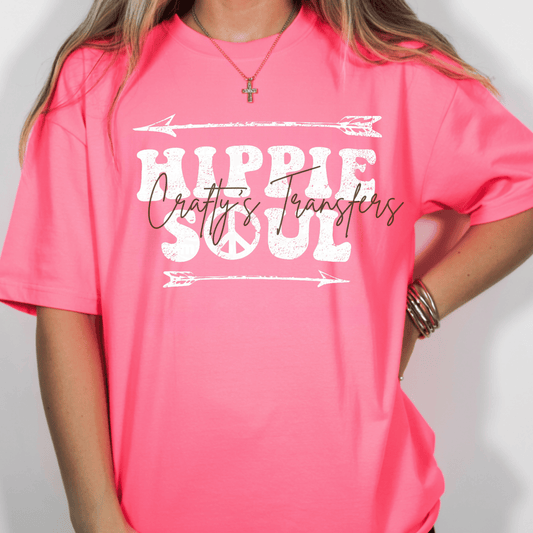 Hippie Soul DTF Transfer | Retro Boho Peace Sign Graphic | Western Hippie Boutique Shirt Transfer