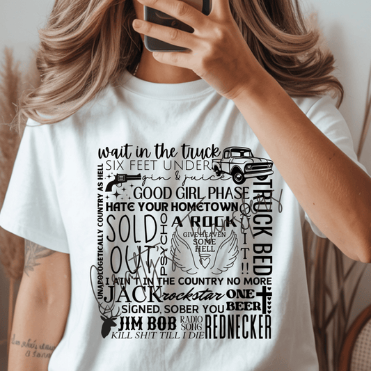 Hardy Country Song Lyrics DTF Transfer | Southern Country Girl Graphic | Redneck Rockstar Western Shirt Transfer