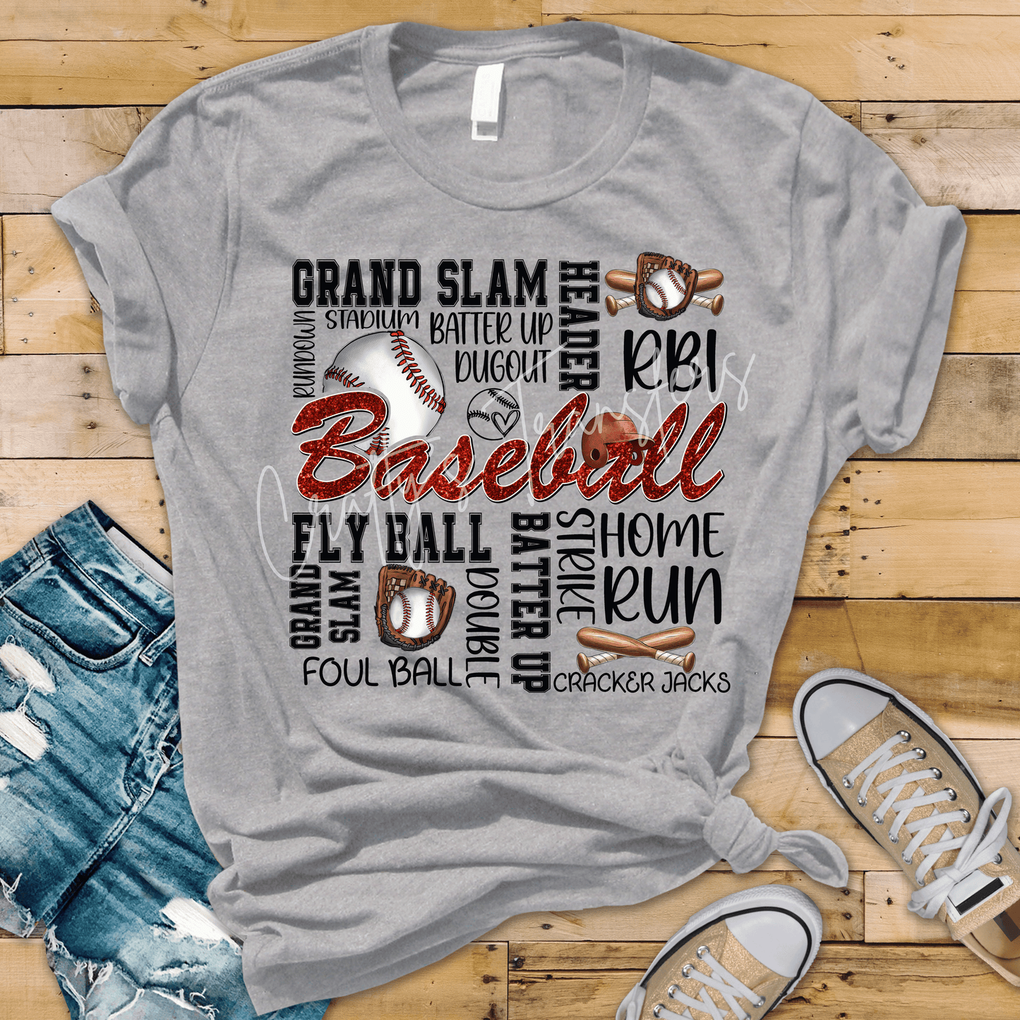 Baseball Glitter Script DTF Transfer | Retro Baseball Heat Transfer | Sports Mom Graphic Transfer