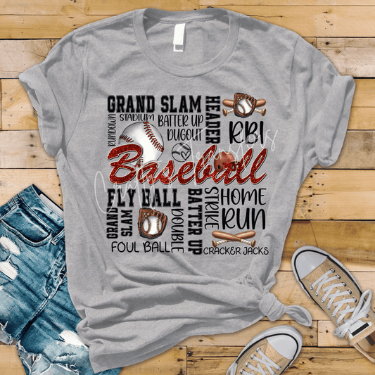 Baseball Glitter Script DTF Transfer | Retro Baseball Heat Transfer | Sports Mom Graphic Transfer