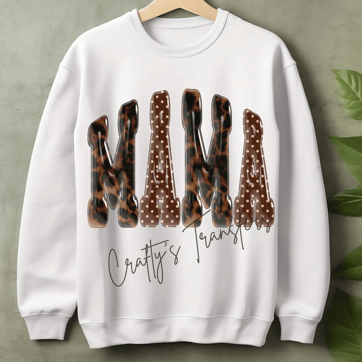 Mama Leopard & Polka Dot DTF Transfer – Neutral Trendy Mom Graphic – Retro Mama Shirt Design