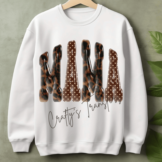 Mama Leopard & Polka Dot DTF Transfer – Neutral Trendy Mom Graphic – Retro Mama Shirt Design