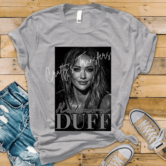 Hilary Duff Inspired DTF Transfer | Moody Black & White Celebrity Style Graphic | Retro Pop Culture Shirt Design