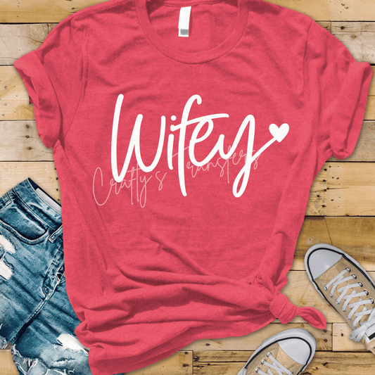 Wifey DTF Transfer | Distressed Script Wife Shirt Transfer with Heart