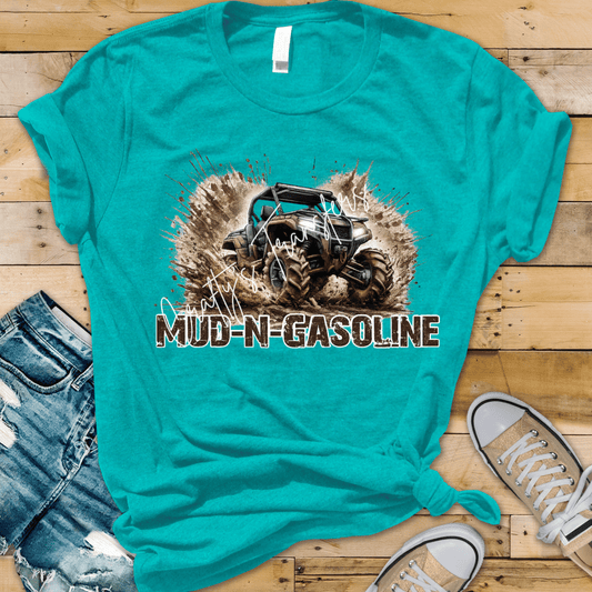 Mud N Gasoline DTF Transfer | SXS Mud Riding Graphic | Off Road UTV Shirt Design