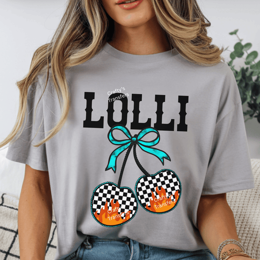 Cherry Flame Bow - Auntie, Bonus Mama, Gigi, Grammie, Grammy, Honey, KK, Lolli, Mama, Mimi, Mini, Nana, Sister, Wifey, Yaya