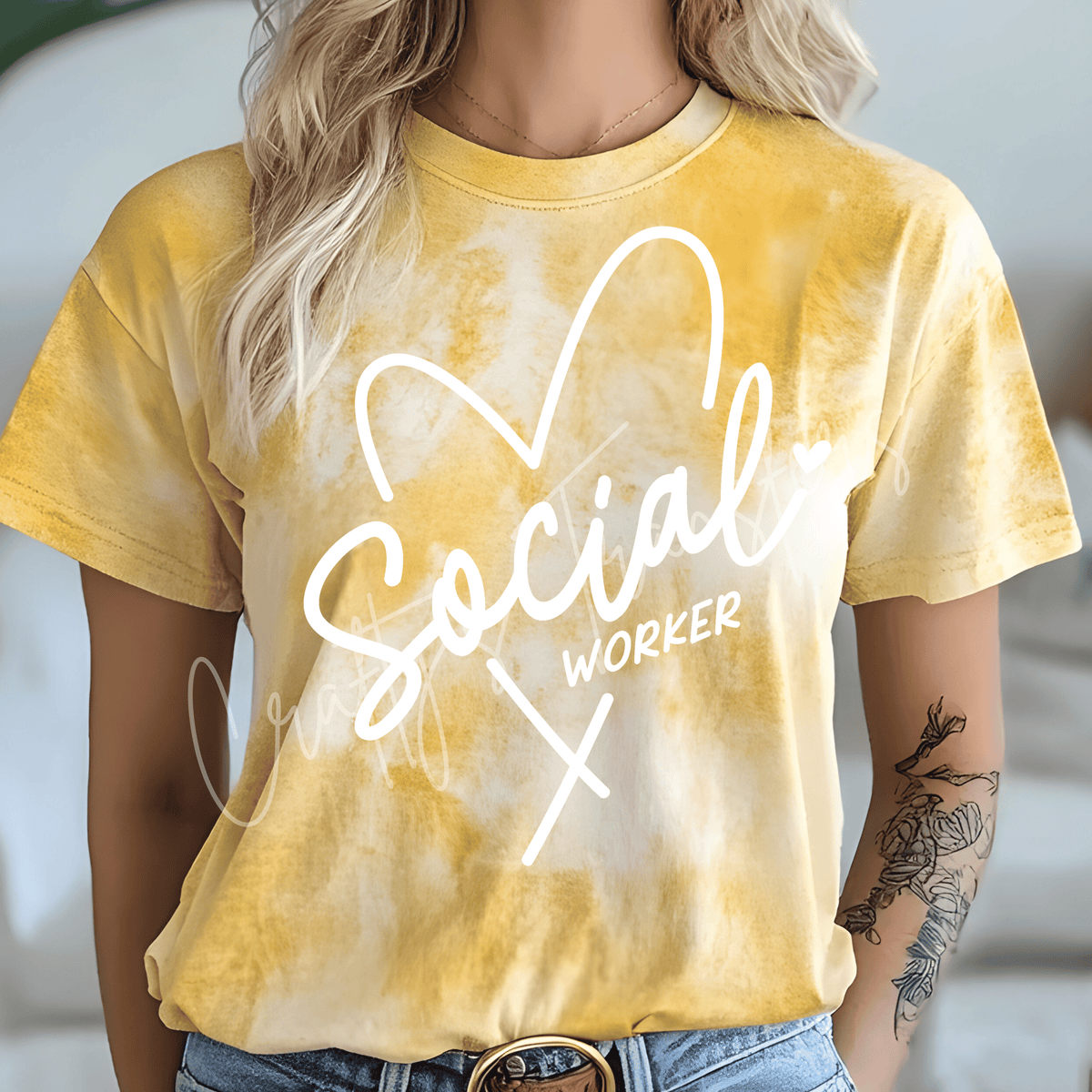 Social Worker Heart DTF Transfer – Minimalist Black Script Social Work Shirt Design – Profession DTF