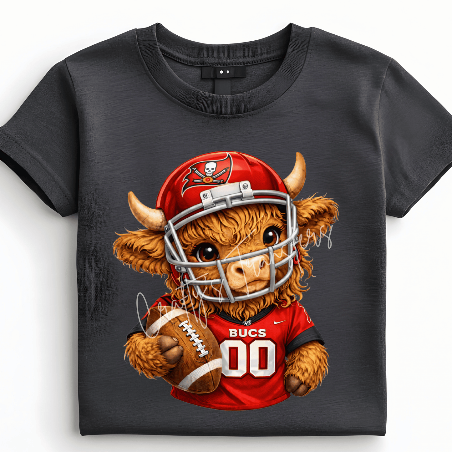 Football Highland Cow DTF Transfer – Cute Jersey and Helmet Cow Shirt Design