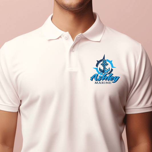 Ashley Marine Logo DTF Transfer | Nautical Anchor Compass Graphic | Custom Marine Business Heat Transfer