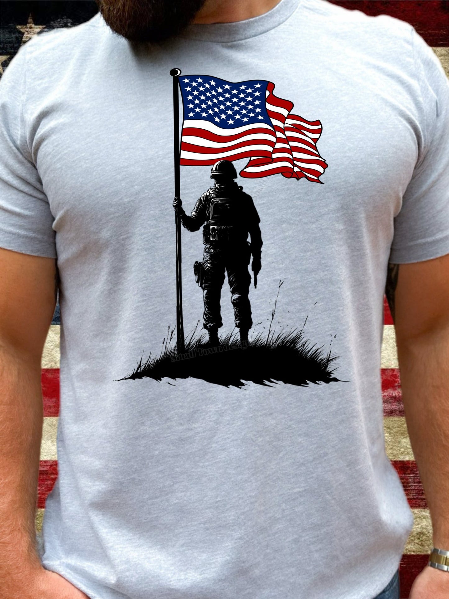 Soldier & American Flag DTF Transfer