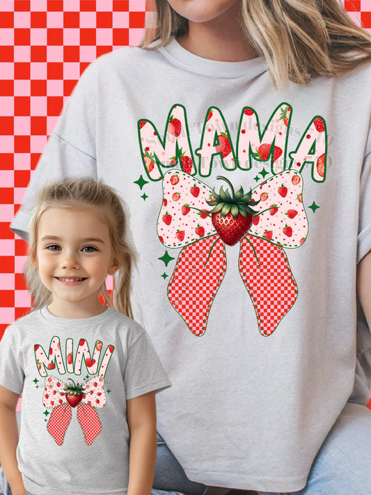 Strawberry Bow DTF Print (multiple names to choose from)