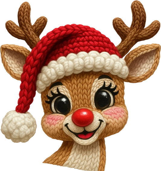 Faux Yarn Reindeer Red Hat