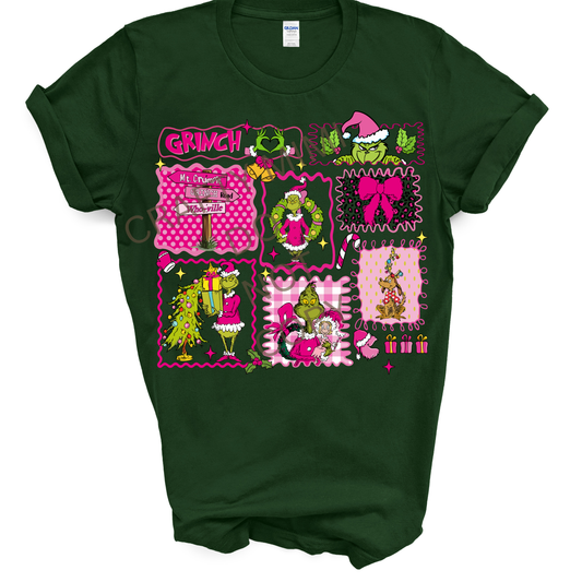 Pink Grinch Christmas Collage